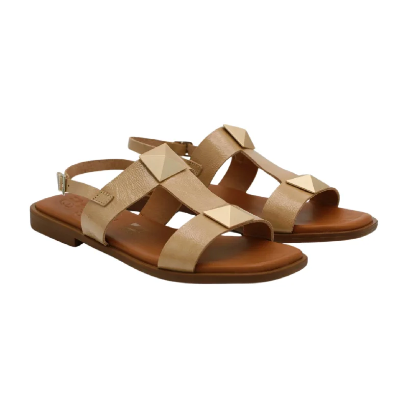 OH MY SANDALS Camel T-bar Flat Sandal