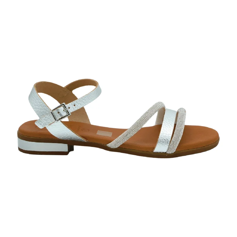 OH MY SANDALS Silver Diamante Flat  Sandal