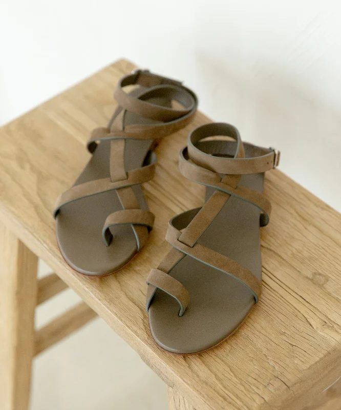 Oiled Leather Strappy Sandal