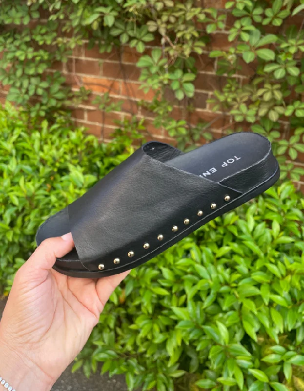 Tioni Slides Black Leather