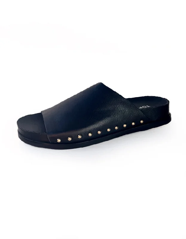 Tioni Slides Black Leather