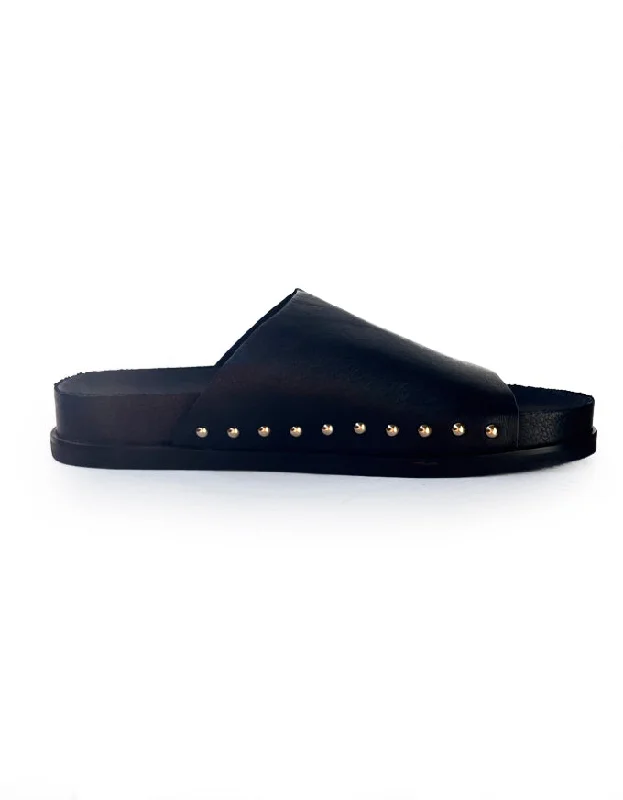 Tioni Slides Black Leather