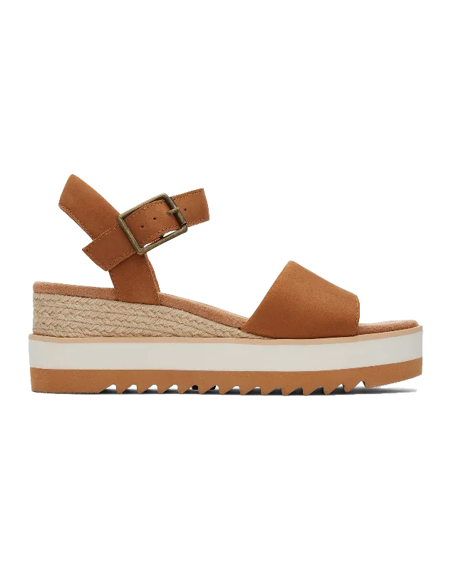 Diana Tan Leather Wedge Sandals in Tan