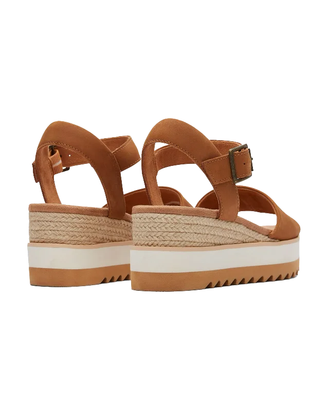 Diana Tan Leather Wedge Sandals in Tan