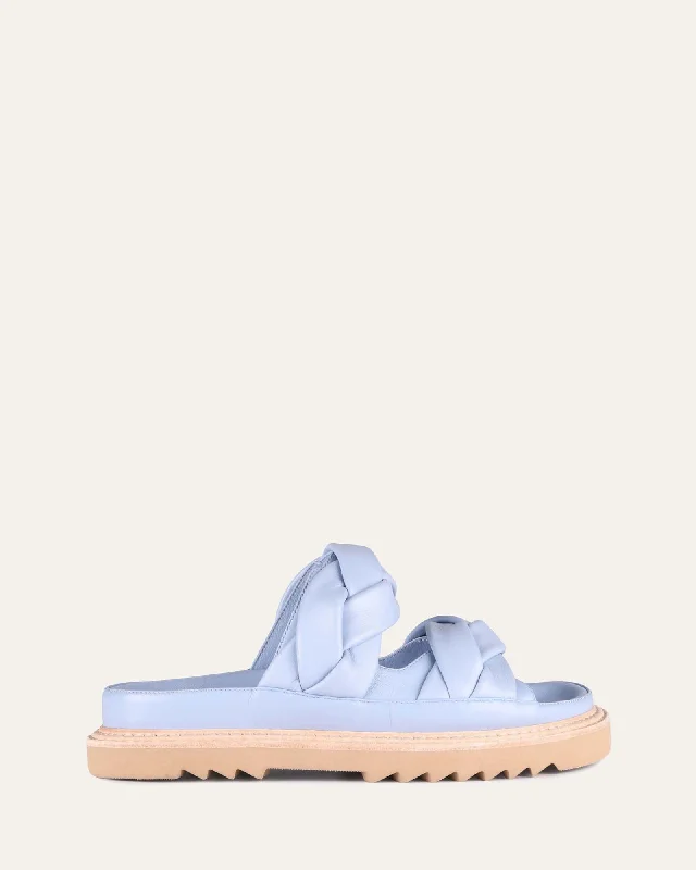 VENUS FLAT SLIDES ICE BLUE LEATHER