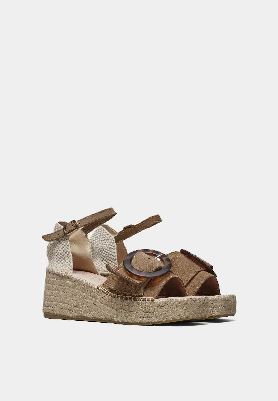 Anisa Platform Wedges Taupe Suede