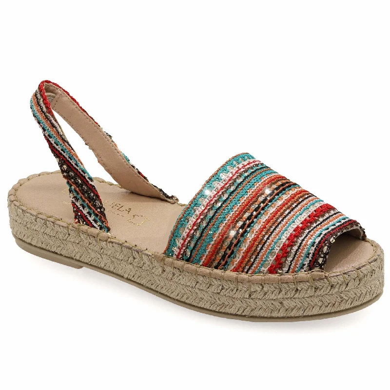 Flatform Peep Toe Fabric Espadrilles