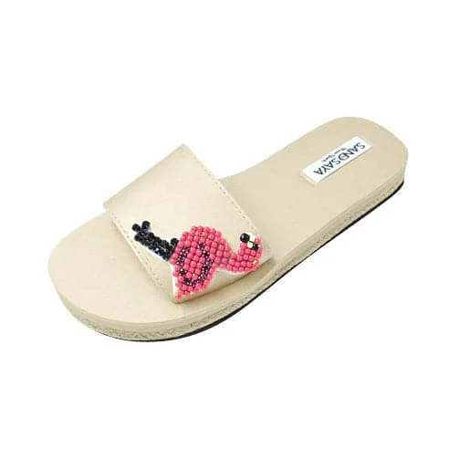 Flamingo - Pink Rhine Stone Embellished Sandals_ Waterproof Espadrille Flat