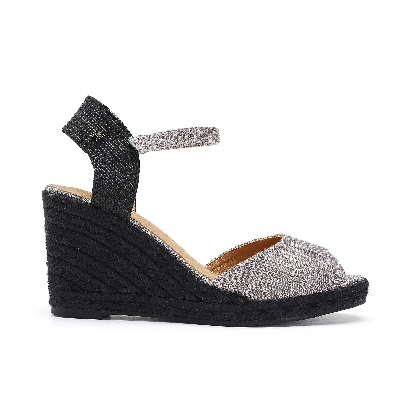 Flora Grey & Black Espadrille