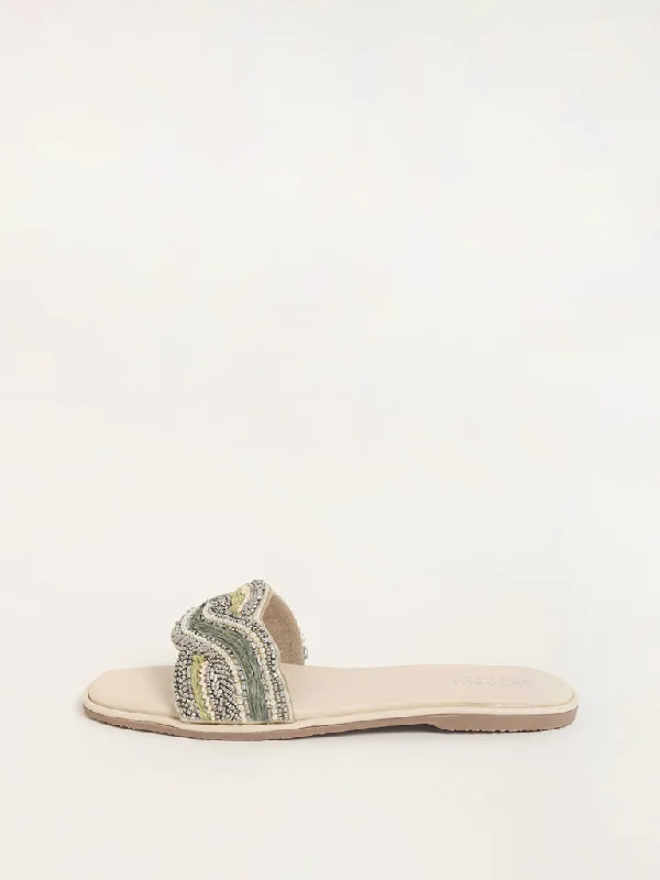 LUNA BLU Green Beaded Sandals