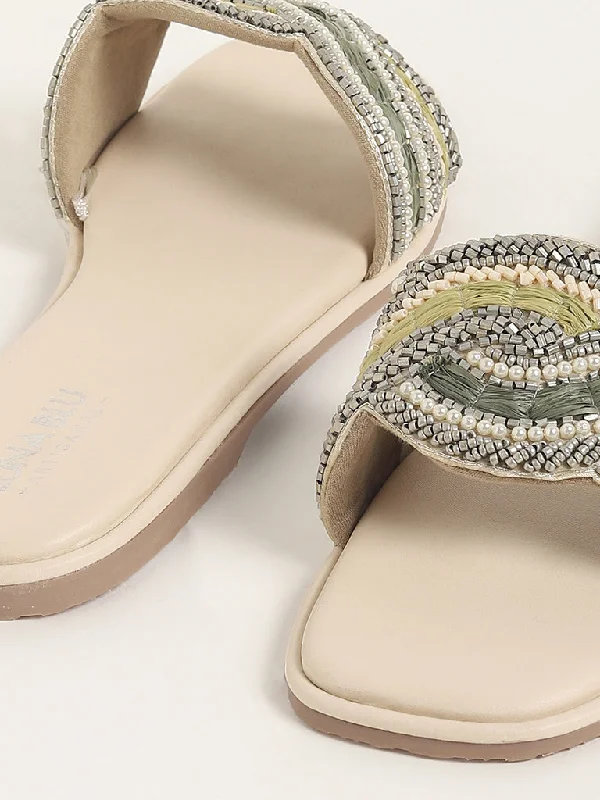 LUNA BLU Green Beaded Sandals