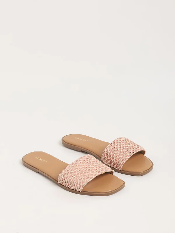 LUNA BLU Peach Textured Slides