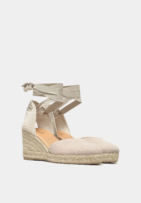 TLK Lace-Up Espadrilles Taupe Suede