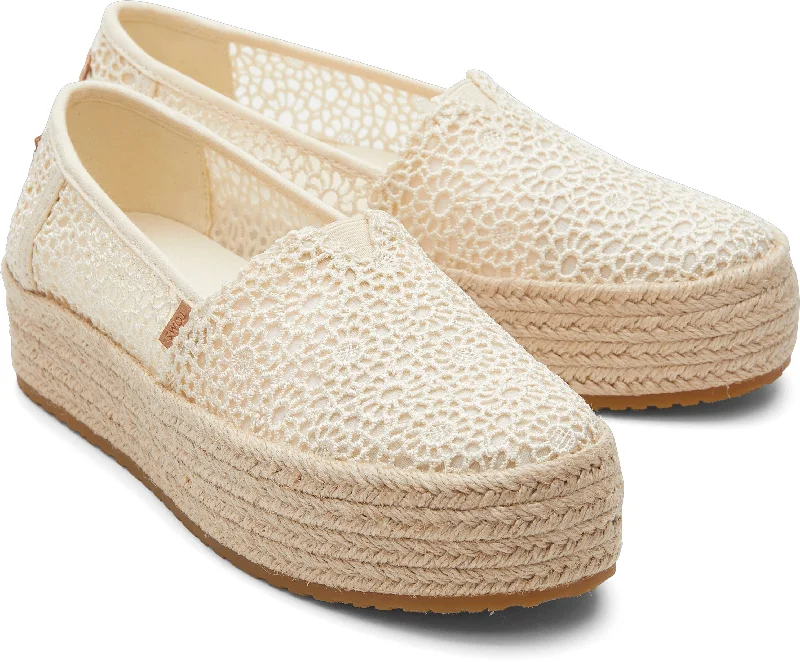 Valencia Platform Espadrille - Natural Moroccan Crochet