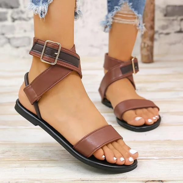 Women's Casual Flat Buckled Roman Beach Sandals 80578834S